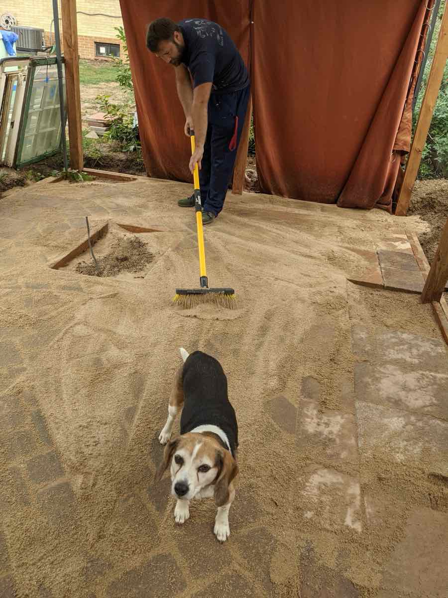 Adding sand and water (1 of 2)