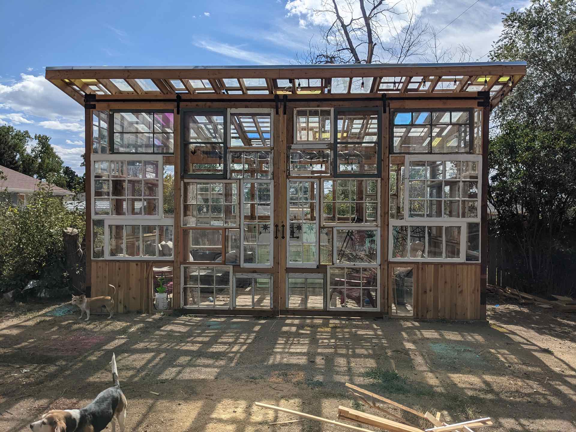 The shed build in progress